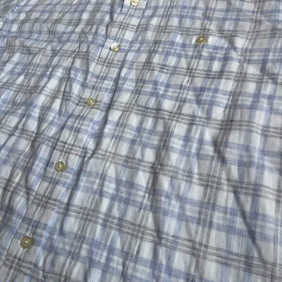 2/$18 SALE! ORVIS Mens Shirt XL Button Up Cotton White Blue Classic Plaid Cotton - Picture 3 of 7